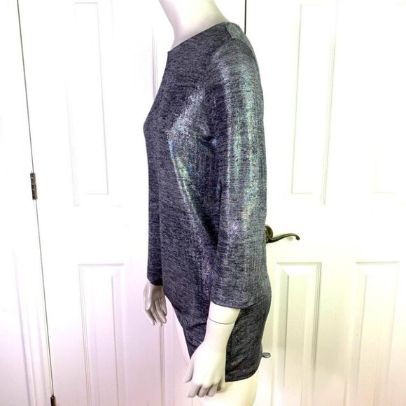 Lisette silver non symmetrical mid sleeve top metallic lightweight xs xsmall - Picture 8 of 12